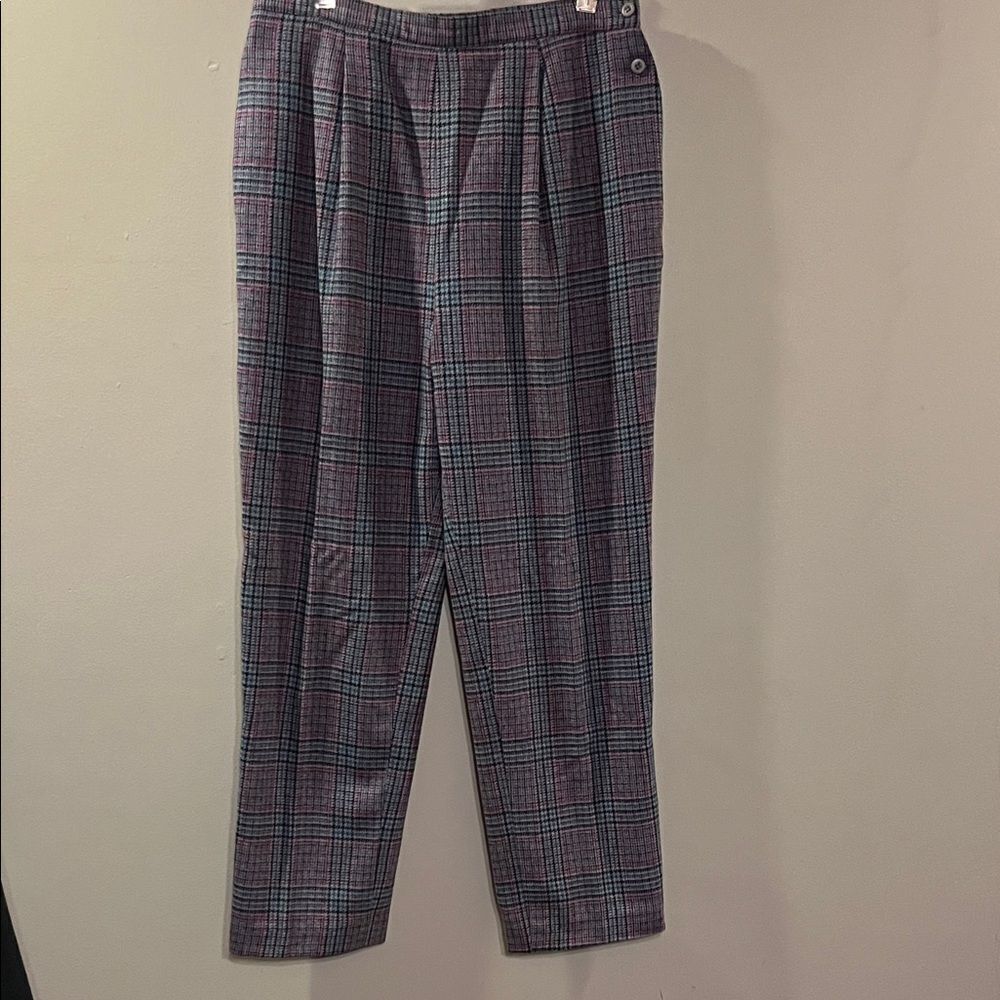 Women's Classic Wool Blend Plaid Trousers
